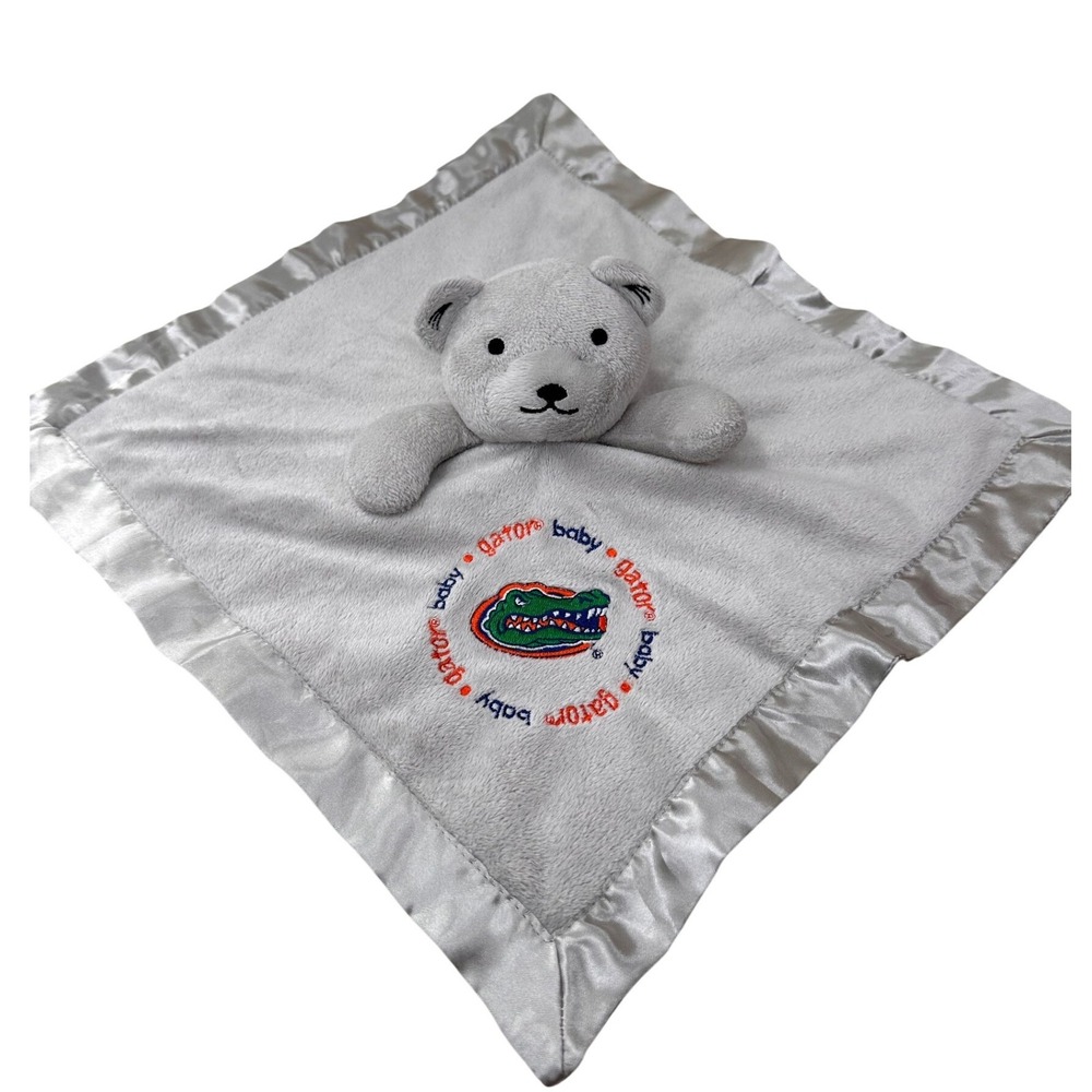 Baby Fanatic Florida Gators Plush Lovey Security Blanket Bear Gray Satin Trim